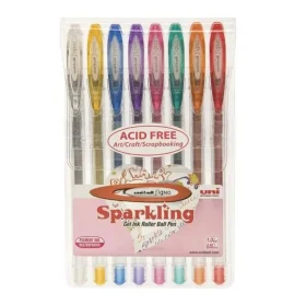 Caneta Gel Uni-Ball Sparkling Cintilante 8 Cores