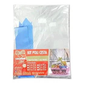 Papel Celofane Cromus Kit Poli Cesta Incolor 52cm X 70cm