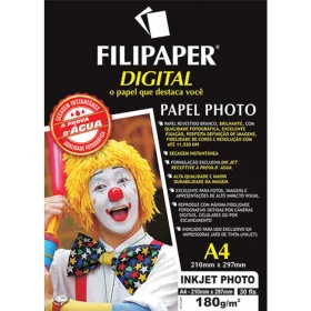 Papel Foto Ink Jet Photo Alto Brilho 180G A4 30 Fls Filipaper