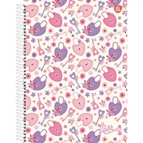 Caderno São Domingos Animativa Capa Dura Universitário 80 Fls. Love Sortido