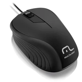 Mouse Emborrachado Preto Com Fio USB MO222 Multilaser