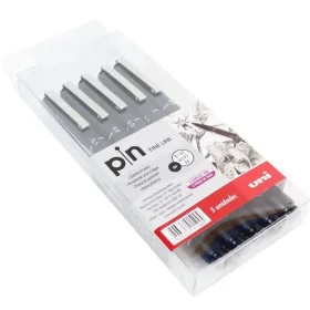 Caneta Nanquim Uni Pin Uni-Ball Preta 5 Un.