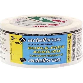 Fita Dupla Face Adelbras Acrílica 430 24mm x 30m 3 Un.