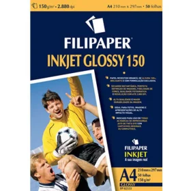 Papel Glossy Inkjet Brilho A4 150G 10 Fls Filipaper