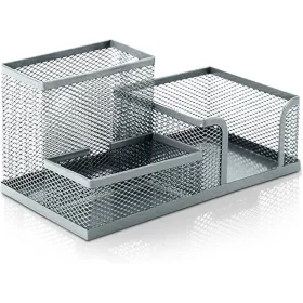 Organizador de Mesa Office Aramado Prata Metal VMP