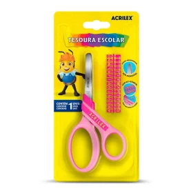 Tesoura Acrilex 13Cm Kit Alfabeto Rosa