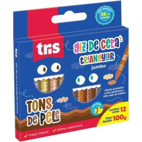 Gizão de Cera Tris 12 Cores Tons de Pele Triangular