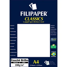 Papel Couche Brilho A4 180Gr 50 Fls. Filipaper