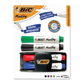 Kit Pincel BIC Quadro Branco 2,0mm 4 Cores com Apagador