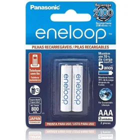 Pilha Panasonic Eneloop Recarregável Palito AAA 2 Un.