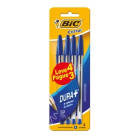 Caneta Esferográfica Cristal Azul Com 3 + 1 BIC