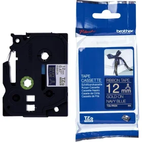 Fita Rotulador Brother Cetim 12mm Ouro / Marinho TZE-RN34