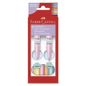 Caneta Hidrográfica Faber-Castell 6 Tons Pastel Ponta Vai e Vem