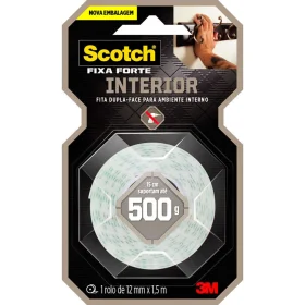 Fita Dupla Face 3M Scotch® Fixa Forte Espuma 12mm x 1,5 m