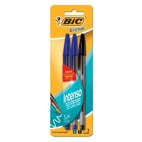 Caneta Esferográfica Cristal Bold 1.6 Azul + Azul + Preto BIC