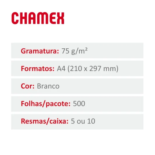 Papel A4 Chamex 75g 500 Fls