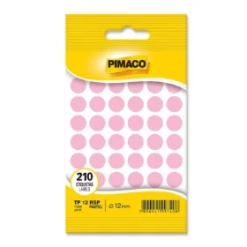 Etiqueta Autoadesiva Rosa Pastel 12mm 5 Fls Tp12 Pimaco
