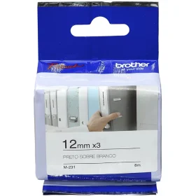 Pack 3 Fitas Para Rotulador Brother Preto / Branco 12mm M231M3