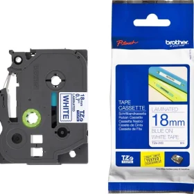 Fita Rotulador Brother 18mm Azul / Branco TZE-243