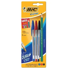 Caneta Esferográfica BIC Cristal 3 Un. + Lápis