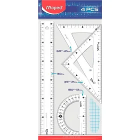 Kit Régua Geométrica Maped 4 Peças