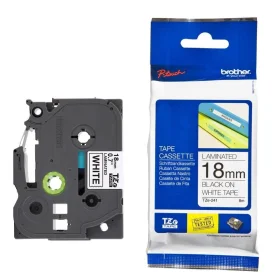 Fita Rotulador Brother 18mm Preto / Branco TZE-241