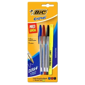 Caneta Esferográfica BIC Cristal 3 + 1 Marca Texto