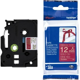 Fita Rotulador Brother Cetim 12mm Ouro / Vinho TZE-RW34
