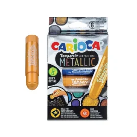 Tinta Guache Bastão Carioca Temperello 6 Cores Metálicas