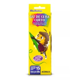 Giz de Cera Acrilex 15 Cores Curto