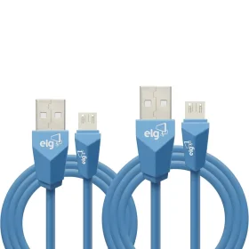 Kit 2 Cabos Micro USB Elg 1 Metro / 2 Metros Azul
