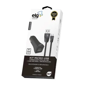 Kit Cabo Micro USB + Carregador Veicular Elg Preto