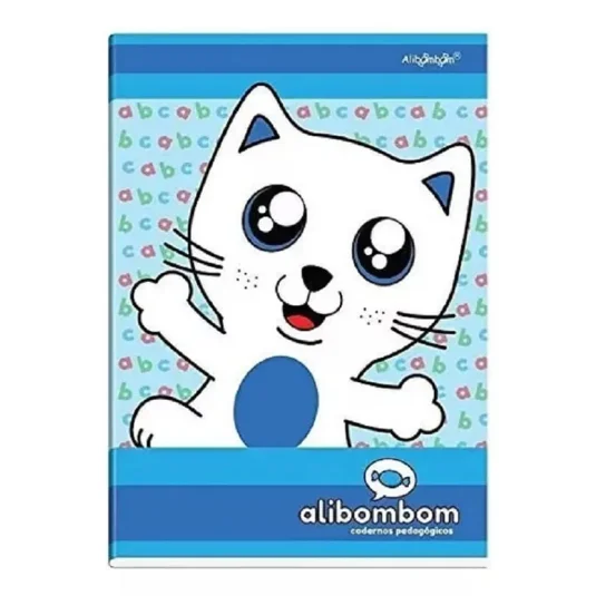 Caderno Alibombom Brochurão Margeado Azul Sem Pauta 60 Fls