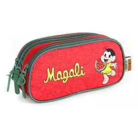 Estojo Escolar Triplo Magali Vermelho