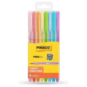 Caneta Pimaco Pen Lolipop Ponta Fina 8 Cores