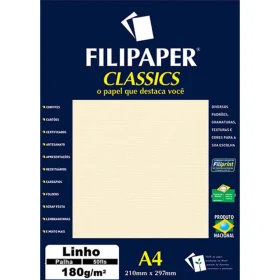 Papel Linho Palha A4 180G 50 Fls Filipaper